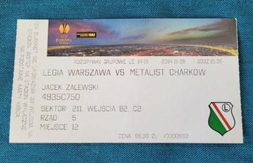 bilet Legia Warszawa - Metalist Charków