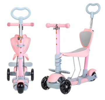 Babymix - MULTI hulajnoga dla dzieci 3w1 trójkołowa z siodełkiem i pchaczem