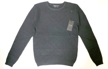 Sweter męski KENZARRO klasyczny elegancki delikatny wzór czarny M