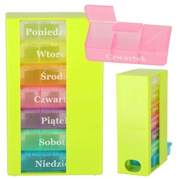 PUDEŁKO NA LEKI ORGANIZER NA TABLETKI 7 DNI 3 PORY DNIA 4 JĘZYKI