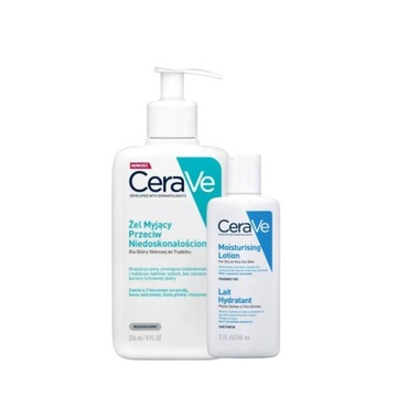 CeraVe ŻEL myjący przeciw NIEDOSKONAŁOŚCIOM 236ml + Emulsja nawilżająca 88m