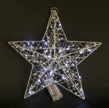 ПОДВЕСНОЙ СВЕТОДИОДНЫЙ ОРНАМЕНТ С СЕРЕБРЯНОЙ ЗВЕЗДОЙ 30 СМ