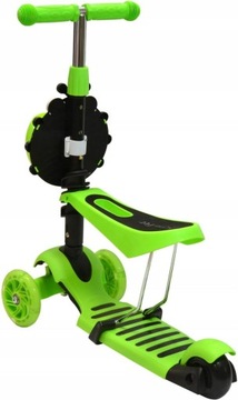 Трёхколесный балансировочный самокат BIEDRONKA ДЕТСКИЙ 3в1 LED ЗЕЛЕНЫЙ
