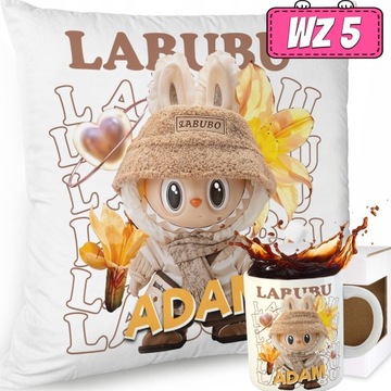 ZESTAW PODUSZKA KUBEK SŁODKI POTWOREK LABUBU LALKA WZORY PREZENT IMIĘ