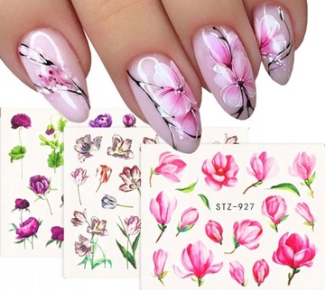 набор WATER NAIL STICKERS наклейки FLOWERS DECORATIONS LEAVES 10 шт.