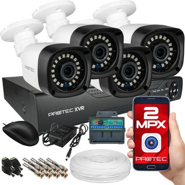 ZESTAW DO MONITORINGU 4 KAMERY FULL HD SZEROKI KĄT APLIKACJA ONLINE