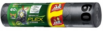 Jan Niezbędny Magnum Flex & Strong Worki na Śmieci z Taśmą 60l 10 sztuk