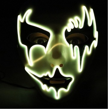 MASKA LED ŚWIECĄCA NEON HALOWEN KLUB PODŚWIETLANA