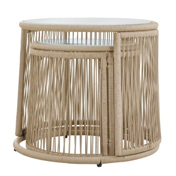 Beige Rope Garden Set w/ Iron Frame, 2 Sofas & 2 Tables - 6PC