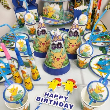 KUBKI TALERZYKI SERWETKI SŁOMKI POKEMON 50 szt.