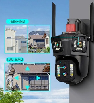 ТРОЙНАЯ ПАНОРАМНАЯ КАМЕРА НАБЛЮДЕНИЯ 6MPX LAN WiFi Zoom x 10