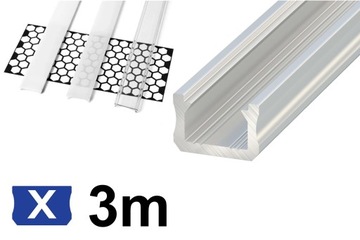 Profil do LED aluminiowy typ X srebrny 3m + KLOSZ
