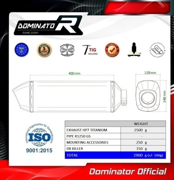 R1200GS Adventure 2013 - 2018 титановый глушитель HP7 DOMINATOR