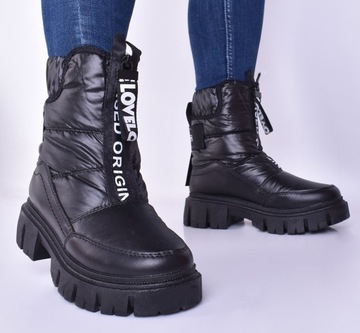 СНЕЖНЫЕ БОТИНКИ ЖЕНСКИЕ, ТЕПЛЫЙ МЕХ, МОДНАЯ ОБУВЬ, ЧЕРНЫЕ