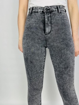 Jeansowe elastyczne spodnie rurki marmurek XXS 32 Denim Co.