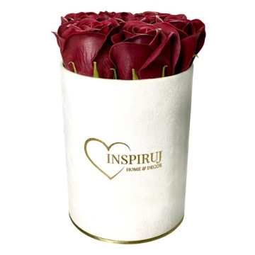 ЦВЕТОЧНАЯ КОРОБКА С МЫЛЬНЫМИ ЦВЕТАМИ ПОДАРОЧНЫЕ ЦВЕТЫ МЫЛЬНЫЕ РОЗЫ ВЕЛЮРОВАЯ КОРОБКА