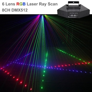 ЛАЗЕРНЫЙ СВЕТ С 6 ЛИНЗ RGB ДВИЖУЩЕГОСЯ ЛУЧА