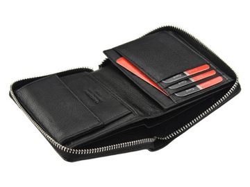 PIERRE CARDIN skórzany portfel na suwak ochrona RFID
