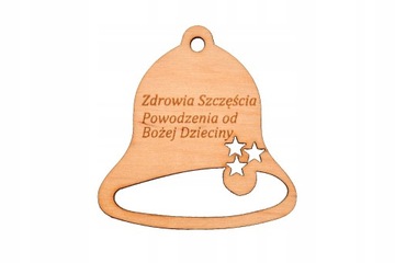 DREWNIANA BOMBKA DZWONEK Z GRAWERM