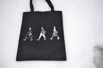 DUŻA MATERIAŁOWA TORBA SHOPPER BAG NADRUK LUDZIE