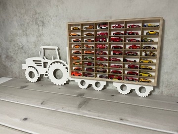 BIAŁA PÓŁKA traktor na resoraki typu HOT WHEELS