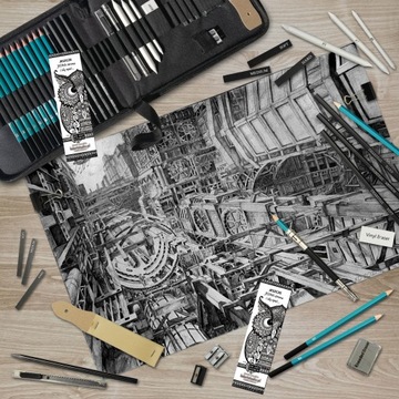 OŁÓWKI DUŻY ZESTAW DO SZKICOWANIA SZKICOWNIK XL NA PREZENT