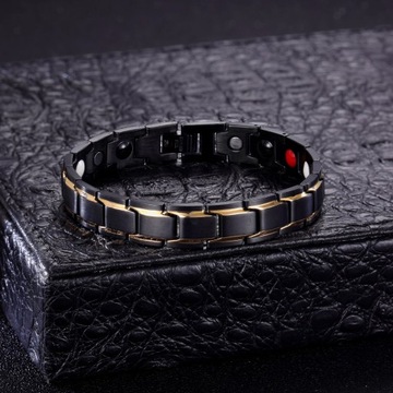 МАГНИТНЫЙ БРАСЛЕТ ЗДОРОВЬЯ МУЖСКИЕ ЖЕНСКИЕ МАГНИТЫ ТИТАН СТАЛЬ ЧЕРНЫЙ