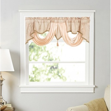 Oddychająca zasłona okienna z kieszenią na drążek, panele okienne, szampan