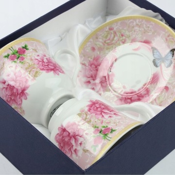 Набор фарфоровых чашек с блюдцами 2 ПК для кофейного чая 250 мл