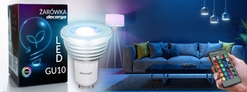 ЦВЕТНАЯ СВЕТОДИОДНАЯ ЛАМПА GU10 RGB С ГАЛОГЕННЫМ ПУЛЬТОМ ДИСТАНЦИОННОГО УПРАВЛЕНИЯ