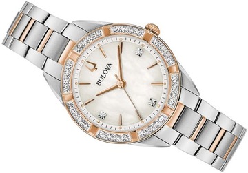 ELEGANCKI ZEGAREK DAMSKI BULOVA 98R281 DIAMENTY GW