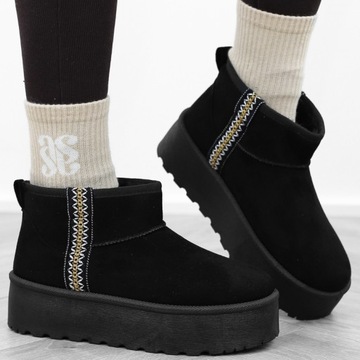 Czarne botki śniegowce damskie platforma mukluki 913-8 r.41