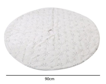 DYWANIK POD CHOINKĘ MATA BIAŁY GWIAZDKI SREBRNE DYWAN 90 CM NA PREZENTY