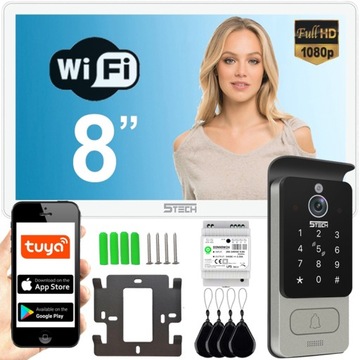 Wideodomofon CYFROWY 5TECH Wi-Fi Virgo One 82228 CZYTNIK KOD 2-Żyłowy DIN