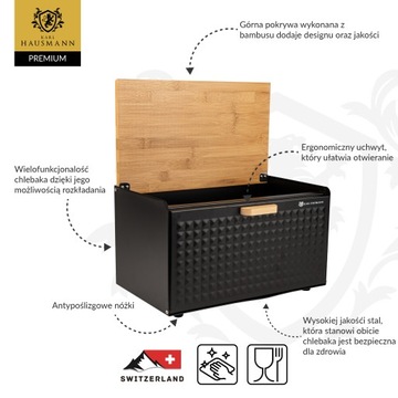 ХЛЕБНАЯ КОРОБКА ЧЕРНАЯ БОЛЬШАЯ ХЛЕБНАЯ КОРОБКА КОНТЕЙНЕР ДЛЯ ХЛЕБА СТАЛЬ ДЕРЕВО