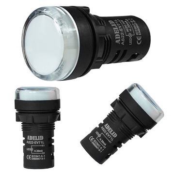 LAMPKA KONTROLKA STEROWNICZA LED 230V 22 MM BIAŁA