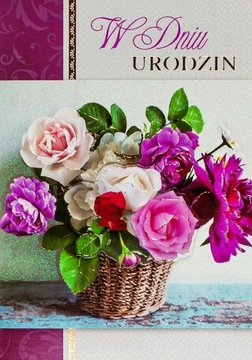 Kartka Urodzinowa z życzeniami, elegancka Prezent na urodziny Laurka M924