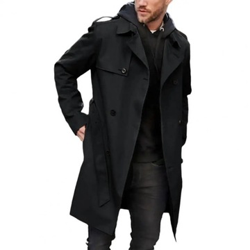 Men Double-breasted Windbreaker Slim Fit Men Windb