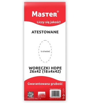 Woreczki worki HDPE 26x45 (18x4x45) cm Atestowane