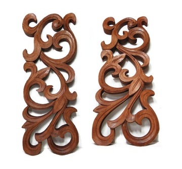 Efektowna Rzeźba z Drewna Litego Panel Relief Ornament 50cm