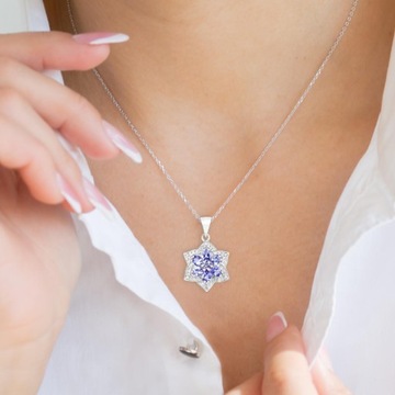 SREBRNY WISIOREK NATURALNY TANZANIT DIAMENT