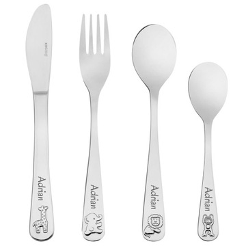 Sztućce dla dziecka zwierzątka chrzest Etui Nadruk