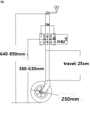 Маневренное опорное колесо для прицепа кемпингового эвакуатора 900 кг fi48