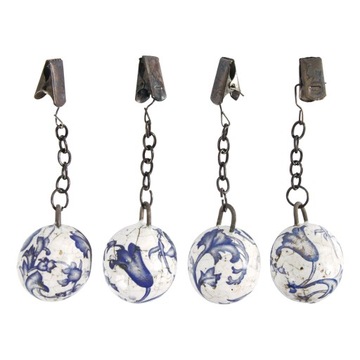 CERAMICZNE OBCIĄŻNIKI DO OBRUSU CIĘŻARKI styl retro 4 szt