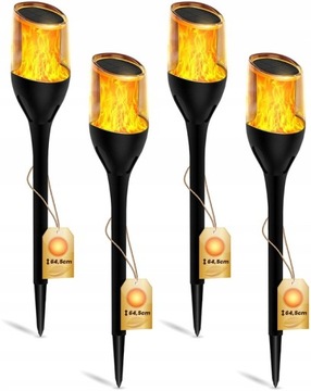 4x LAMPA SOLARNA LED WBIJANA SŁUPEK EFEKT PŁOMIEŃ LATARNIA OGIEŃ SZPIKULEC