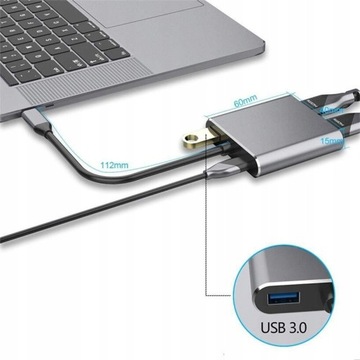 КОНЦЕНТР USB-C АДАПТЕР HDMI 4k VGA USB 3.0 PD
