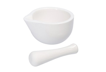 МОРТА ДЛЯ СПЕЦИЙ И ТРАВ, БЕЛАЯ С ПЕСТИКОМ, ВЫСОКОКАЧЕСТВЕННЫЙ ФАРФОР 10 СМ