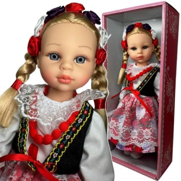 LALKA KRAKOWIANKA W STROJU LUDOWYM BOBAS INTERAKTYWNA MÓWI ŚPIEWA WŁOSY