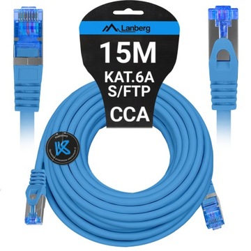 KABEL PRZEWÓD LAN SIECIOWY RJ45 CCA ETHERNET KAT.6A CAT S/FTP 15M LANBERG