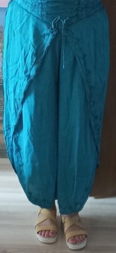 Spódnico-spodnie indyjskie 40 42 na gumie szerokie nogawki hafty